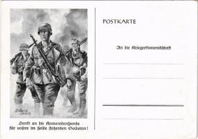 Denkt an die Kameradenspende für unsere im Felde stehenden Soldaten! Postkarte an die Kriegerkameradschaft s: Döbrich (EK)