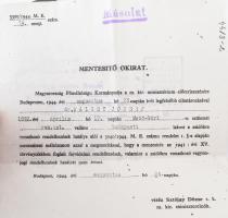 1944 Mentesítő okirat a Sztójay kormánytól és a kormányzótól zsidó személy számára. Korabeli hivatal...