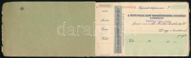 ca 1940 Pesti hazai első takarékpénztár egyesület csekkfüzet