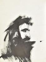 Siflis András (1955-): Önarckép (8.), 1987. Tus, papír. Jelzett a hátoldalán. Lapszéli apró szakadással. 62×86 cm