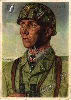 Major Koch, einer unserer verdientesten Fallschirmjäger. Spende für die VDA-Schulsammlung 1940 / WWII Nazi Germany military art postcard, paratrooper s: W. Willrich (fa)