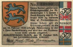 Német Birodalom / Weimari Köztársaság / Augustenburg 1920. 50Pf + 1M + 1921. 50öre + 1Kr 4 klf db, ebből 2-2 db dán értékjelzéssel T:I