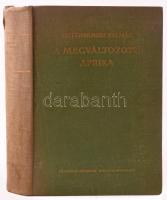 Kittenberger Kálmán: A megváltozott Afrika. Nagybányai Horthy Jenő közreműködésével. Bp., [1930], Franklin, 375 p.+80 t. Első kiadás. Egészoldalas fekete-fehér fotókkal illusztrálva. Kiadói egészvászon-kötés, kopott borítóval, a gerincen kis sérüléssel, néhány lapon sérülésnyommal (16. oldaltól a 24. oldalig), előttük 5 lapszélen kis szakadással.