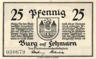 Német Birodalom / Weimari Köztársaság / Burg auf Fehmarn DN 25Pf + 50Pf + 75Pf 3 klf db, teljes sor ...