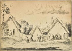 Vadász Endre (1901-1944): Utcai sokadalom. Rézkarc, papír, jelzés nélkül, körbevágva, 21×30 cm