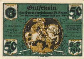 Német Birodalom / Weimari Köztársaság / Hamburg 1921. 50Pf (6x) eredeti csomagolással 6 klf db, telj...