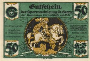 Német Birodalom / Weimari Köztársaság / Hamburg 1921. 50Pf (6x) eredeti csomagolással 6 klf db, telj...