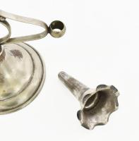 Antik háromágú virágtartó, 3 db kivehető tartórésszel, kopott ezüstözéssel, jó állapotban, m: 24,5 c...