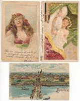 3 db RÉGI hosszú címzéses átvilágítás litho képeslap / 3 pre-1900 hold-to light litho postcards