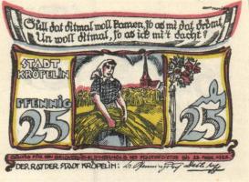 Német Birodalom / Weimari Köztársaság / Kröpelin 1922. 10Pf + 25Pf + 50Pf 3 klf db, teljes sor T:I