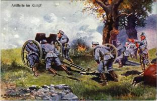 1915 Artillerie im Kampf / WWI Austro-Hungarian K.u.K. military art postcard. Offizielle Karte für Rotes Kreuz, Kriegsfürsorgeamt Kriegshilfsbüro Nr. 131. s: K. Schnorpfeil (EK)