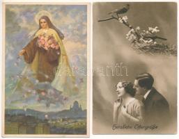 22 db RÉGI művészi motívum képeslap vegyes minőségben / 22 pre-1945 art motive postcards in mixed qu...