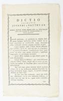 1791 Dictio primatis Josephi a Battyan in sessione diaetali quinto martii anni 1791. dum iterato mota fuit quaestio de contradictione in negotio religionis. Posonii, Typis Joannis Michaelis Landerer, nobilis in Füskút, 2 sztl.