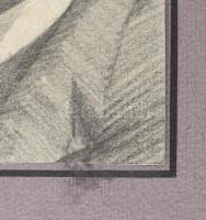 Galambos Margit (?-?): Portré, 1920-30 körül. Ceruza, papír, jelzés nélkül, papírra kasírozva, 23x16...