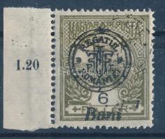 Nagyvárad 1919 Turul 6f részleges kettős felülnyomással, Bodor vizsgálójellel / double overprint