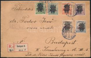 1920 Ajánlott Budapest helyi küldemény 10 db Búzakalász bélyeggel bérmentesítve / Registered cover with 10 stamps