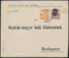 1920 Levél 60f bérmentesítéssel, a Búzakalász elcsúszott felülnyomással / Cover with 60f franking