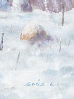 dr. Soós László (1944-2019): Téli este. Olaj, vászon. Jelzett, igényes, minimálisan sérült fa keretb...