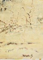 Hargita R. jelzéssel: Téli táj. Olaj, vászon. Jelzett, igényes, fa keretben. 60x50 cm