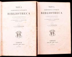 Nova scriptorum latinorum bibliotheca. szerk: C. L. F. Panckoucke. I-II. Lipsiae 1838. apud Joh. Abr. Barth. 276 + 289 p. Korabeli, kissé sérült, aranyozott gerincű egészvászon kötésben. Foltos lapokkal