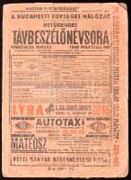 1948 Budapesti Egységes Hálózat (Budapest és Környéke) Betűrendes Távbeszélőnévsora. - Budapesti Egységes Hálózat (Budapest és Környéke) Tábeszélő Szaknévsora. Összeáll: Magyar Postaszemélyzet Jóléti Alapítványának Hirdető Irodája. Szerk.: Nedeczky László. Bp,1948, Sérült papírborítóval