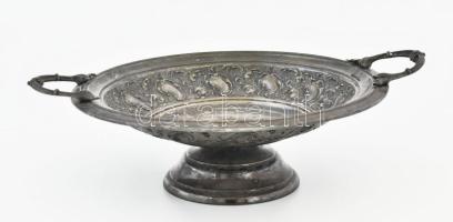 Ezüstözött alpakka kínáló tál, d: 23 cm