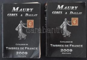 Maury Franciaország bélyeg speciál katalógus 2009 2 kötetben, levélárakkal, különlegességek, tévnyomatok, vágott bélyegek áraival stb.