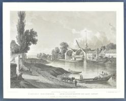 cca 1860 Ó-budai hajógyár Ludwig Rohbock (1820-1883)-Franz Hablitschek (1824-1867), Pest, Lauffer és Stolp, acélmetszet, jelzett a dúcon, 13x18 cm, paszpartuban