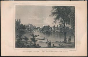 cca 1850-1860 Ludwig Rohbock (1820-1883) - Franz Hablitschek (1824-1867): Városliget Pesten, acélmetszet, jelzett a dúcon, 13x18 cm, teljes: 16x24 cm