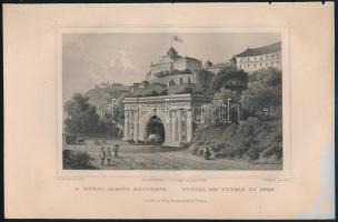 cca 1860 A budai alagút kapuzata. Ludwig Rohbock (1820-1883)-G. Hefs., Pest, Lauffer és Stolp, acélmetszet, jelzett a dúcon, 13x18 cm, teljes: 16x24 cm