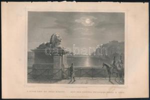 cca 1860 Ahídon Pest és Buda között (Lánchíd). Ludwig Rohbock (1820-1883)-J. M. Kolb., Pest, Lauffer és Stolp, acélmetszet, jelzett a dúcon, 13x18 cm, teljes: 16x24 cm