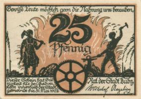 Német Birodalom / Weimari Köztársaság / Lübz 1922. 10Pf + 25Pf + 50Pf 3 klf db, teljes sor T:I