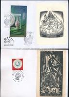 Műkincsek Seuso kincs 4 db halmozott grafika: ex libris, bélyeg, alkalmi bélyegzés azonos témában