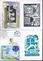 Fejlődés 6 db halmozott grafika: , bélyeg, alkalmi bélyegzés azonos témában ex librisekkel