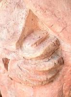 Ismeretlen művész (Benczédi Sándor?): Baglyos lány. Samottos kerámia szobor zománc díszítéssel, Nagy...