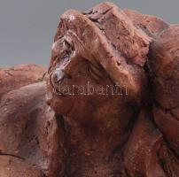 Ismeretlen művész (Benczédi Sándor?): Táncolók. Samottos kerámia szobor. Jelzés nélkül 44x37 cm KIZÁ...