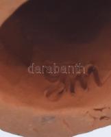 Gáti Mariann: Kerámia lányka figura kék festett ruhában. Mázas kerámia, jelzett 14 cm