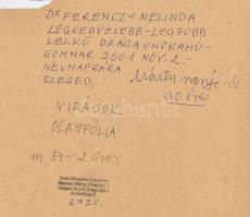 Kopasz Márta (1911-2011): Virágok, Olajfólia technika. Jelzett, keretben, hátulján autográf ajándéko...