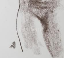 Ambrus Sándor (1959-2008): Női akt (torzó). Szén, papír, Jelzett. dekoratív üvegezett keretben. 41x2...