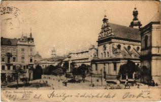 1907 Lviv, Lwów, Lemberg; Plac Bernardynski / square, church (EB)