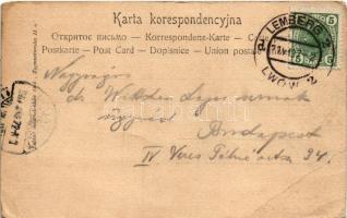 1907 Lviv, Lwów, Lemberg; Plac Bernardynski / square, church (EB)