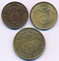Német Harmadik Birodalom 1938A 1pf bronz + 1938A 5pf Al-bronz + 1938E 10pf Al-bronz T:AU,XF
German ...
