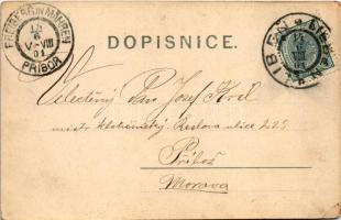 1901 Praha, Prag, Prague; Ferdinandova trída / street view, tram, shops of Anton Seist, Dr. G. Basty...