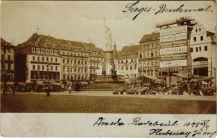 1899 (Vorläufer) Dresden, Sieges-Denkmal / monument, market, shops (fl)