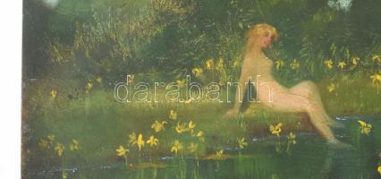 Jelzés nélkül: Nimfák. Olaj, fa. XIX. sz. 17x31 cm Proveniencia: A Gerlóczy hagyatékból