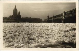 Wien, Vienna, Bécs; Eisstoss 1929 / frozen Danube with ice