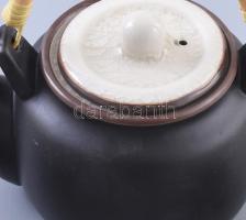 4 személyes teás készlet. Mázas kerámia, jelzés nélkül. Hibátlan