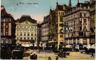 1911 Wien, Vienna, Bécs; Neuer Markt / market, tram