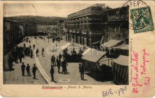 1905 Pietraperzia, Piano S. Maria / square, market (worn corners)