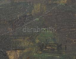 Viski János (1891-1987): Kecskék. Olaj, karton, jelzett. sérülésekkel, törésnyommal 50x60 cm